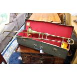 A brass trombone, Westminster by Besson, boxed