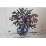 Framed watercolour by Archie Sutter Watt RSW of flowers in a glass jug