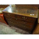 Georgian mahogany 5 drawer chest with brass pulls on bracket feet