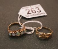 Ladies Dress Ring Set with 5 Opals and a 9ct Gold Ring