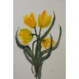 Framed watercolour by Archie Sutter Watt of tulips