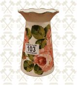 Wemyss ware cabbage rose pattern vase 6 inch high (small rim chip)