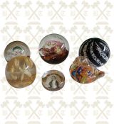 6 Assorted paperweights including one of Robert Burns
