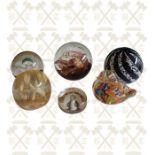 6 Assorted paperweights including one of Robert Burns