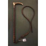 Brigg of London hunting whip with horn handle and silver mount