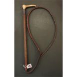 Hunting whip/crop with horn handle and silver mount