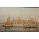 James Garden Laing Watercolour, Harbour Scene