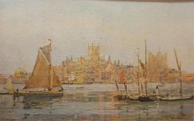 James Garden Laing Watercolour, Harbour Scene