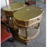 A pair of French style gilt wood carved salon tables