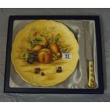 An Ansley 15" diameter fruit decorated plate and matching knife