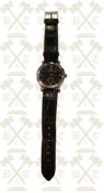 Gents stainless steel automatic wrist watch with black dial, signed Patek Philppe