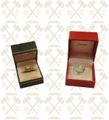 9ct Gold & opal ladies ring and a gold and Baccarat glass ring