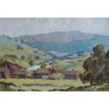 A framed oil on board painting by TG Britton, of Bardon Fell at Burnsall. 9.8" by 14"