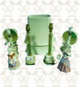 A Doulton porcelain Lady Veronica, plus 1 other figurine, pair of continental porcelain figurine