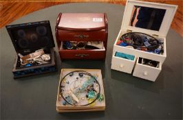 Collection of Miscellaneous Costume Jewellery and watches. Plus two Jewellery Boxes.