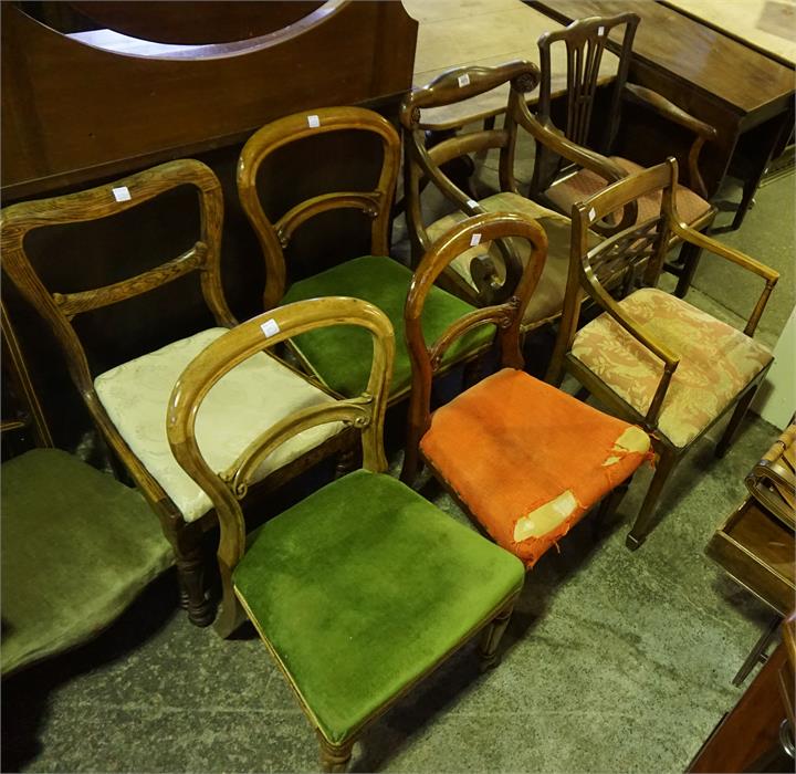 4 x Mahogany hand chairs and 3 x 19th century carver chairs