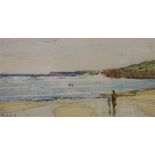 Watercolour by Tom Scott. Beach Scene.