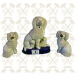 Pair of Staffordshire miniature Wally Dogs and Staffordshire Wally Dog with pups.
