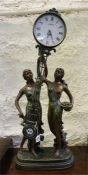 Reproduction French Swinging Mantle Clock with two lady harvesters- 30" high.