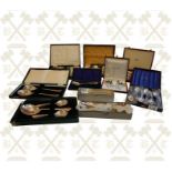 10 boxes of silver plated cutlery including servers, grape spoons, cocktail sticks etc
