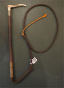 Hunting whip/crop with horn handle and silver mount