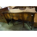 Reproduction mahogany serpentine fronted sideboard with boxwood inlay and brass pulls