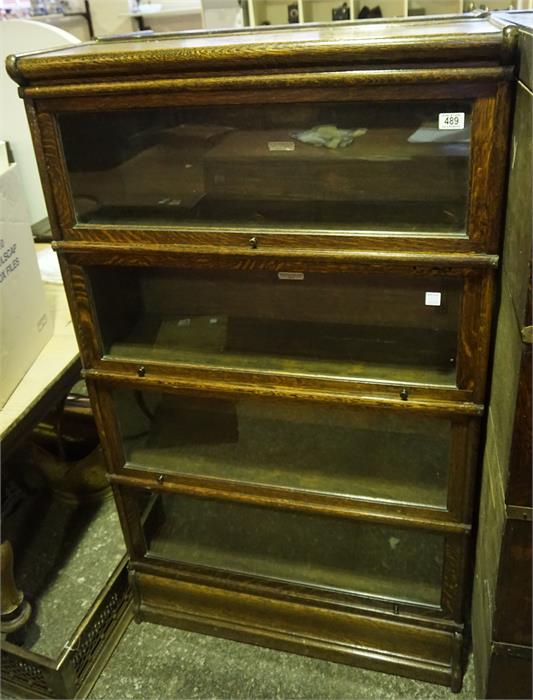 Edwardian oak stained stacking bookcase