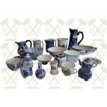 Quantity of miscellaneous blue and white pottery