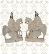A pair of 19th century large Staffordshire figures on horse back 15 inches high (deer stalker)