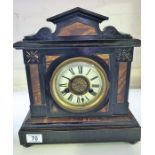 Faux marble and sate mantle clock, 8 day German movement, striking on gong.