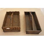 2 x Victorian cutlery tray one with lattice pattern