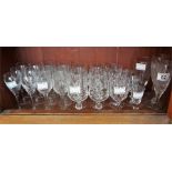 Large selection of cut glass and crystal ware including wine, champagne, port, sherry, whisky etc