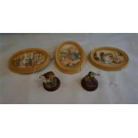 3 Border Fine Art Beatrix Potter wall plaques. Robin and a Great Tit figurines.