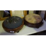 2 x Victorian mahogany footstools one with bead-work decoration