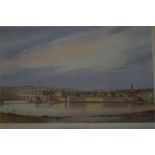 Signed Ltd Edition print of 53/250 of Berwick harbour and fortified walls by Fred Stott