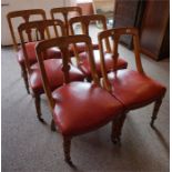 6 oak Victorian dining chairs