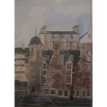 A framed Gouache of stair close Edinburgh by Lynn Hanley 17 inches by 12 inches