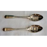 2 Silver Georgian Table Spoons Exeter 1809