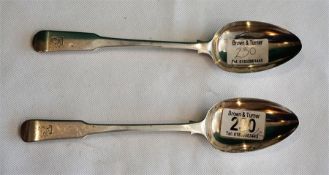 2 Silver Georgian Table Spoons Exeter 1809