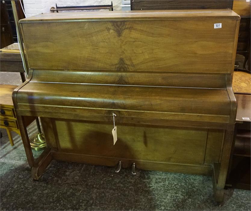 Walnut cased art deco upright piano by B Squire Est 1829 - Image 2 of 2