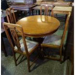 Reproduction Mahogany centre column supper table and 4 chairs