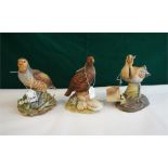 3 porcelain game birds by Kowa