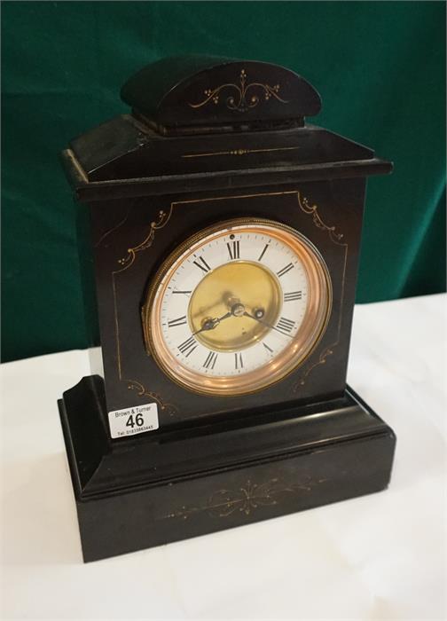 A Victorian black slate and marble mantle clock, 8 day movement - Image 2 of 3