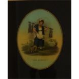 A 19th century oval print in an eglomised mount with maple frame, titled Fine Rabbits