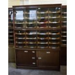 3 stained mahogany filing units with glazed tops