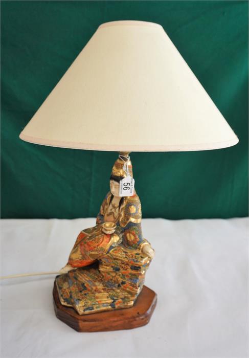 1 Oriental (Japanese) lady porcelain figurine, converted to a table lamp.