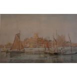 James Garden Laing watercolour, Harbour Scene