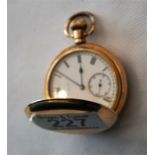 American gents gold plated full hunter pocket watch.