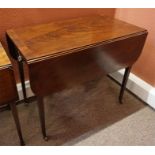 A Georgian mahogany and rosewood Pembroke table, single and dummy drawer (refinished)