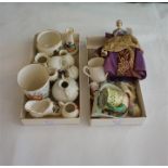 5 continental Porcelain lady pin cushion busts & 14 pieces of crested china